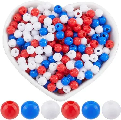 Produktbild von Acryl-Kralen - Rood, Blauw und Weiß - 1000 Stück 6 mm Rund