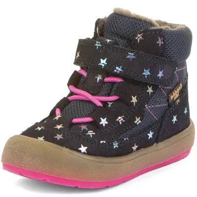 Produktbild von Froddo FroddoTex Ollie Lumi Wool Mädchen Wasserdichte Winterschuhe Dunkelblau (Stars), G2110153-4 - Gr. 23