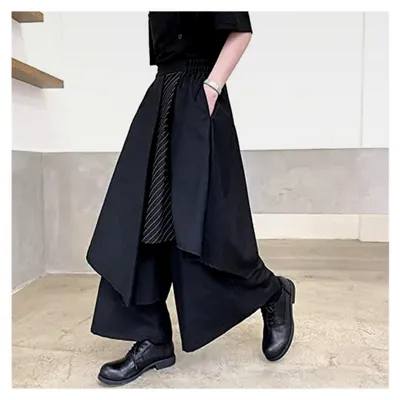 Produktbild von Hosenrock Herren Lockere Weite Bein Wickelrock mit Taschen Hochbund Dünner Faltenrock Bequemer Freizeitrock Atmungsaktiver Wanderrock Leichter Strandrock Rock Streetwear