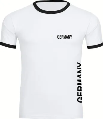 Produktbild von multifanshop Kontrast T-Shirt - Germany - Brust & Seite, weiß/schwarz, Größe XL