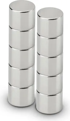 Produktbild von MAUL Magnet rund 10 Stück 4 kg Stahl Metall Neodym magnetisch Ø 1 x 1 cm silber