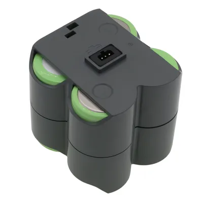 A battery pack with multiple cylindrical cells, viewed from a top-down diagonal angle.