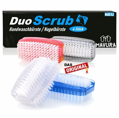 Produktbild von DuoScrub Handwaschbürste Nagelbürste Handbürste, Reinigungsbürste für Hände und Fingernägel doppelseitig [4er Set]
