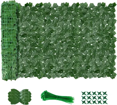 Produktbild von Kunstpflanze Künstliche Efeu-Hecke, 100 x 300 cm, Efeu-Sichtschutz für Balkon, künstliche Hecke mit Blättern, Süßkartoffelblättern