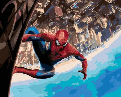 Obrázok produktu pre Zuty - Maľovanie podľa čísel - SPIDERMAN NAD MESTOM, 40x50 cm, bez rámu a bez vypnutia plátna