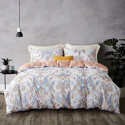 Immagine prodotto di Set di lenzuola boho reversibile Ibenzoa® 220 x 240 cm – 100% microfibra, 1 copripiumino + 2 federe, motivo floreale, traspirante e ipoallergenico, con cerniera