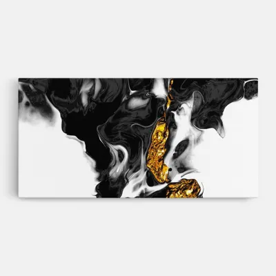 Produktbild von ARTHUB® Leinwandbild 60x120 cm, Abstract Black And Gold | Wohnzimmerdekoration, Hängende Bilder, Wanddekoration, Heimdekoration, Abstrakte, Marmor