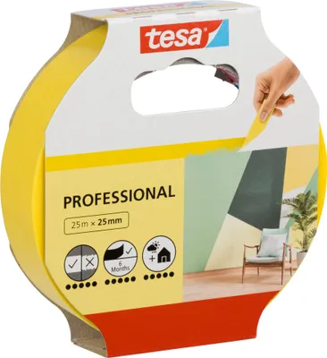 Produktbild von Tesa Kreppband 25m x 25mm Preci.indoor gelb 56270