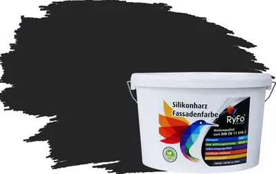 Produktbild von RyFo Colors Silikonharz Fassadenfarbe Lotuseffekt Trend Signalschwarz 10l - bunte Fassadenfarbe, weitere Grau Farbtöne und Größen erhältlich, Deckkraft Klasse 1