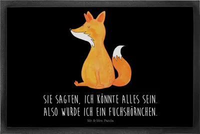 Produktbild von Mr. & Mrs. Panda fußmatte Einhorn Fuchs 40 x 60 cm - Schwarz - Geschenk, Unicorn, Schmutzfangmatte, Füchse, Fußabtreter, Unicorns, Fuchshörnchen, Fußabstreifer, Vorleger
