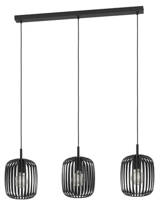Image de Lampe à suspendre EGLO ''Romazzina'', 3-flamme, E27, acier, noir, 110x20x90cm