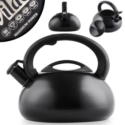 Produktbild von Vilde Wasserkocher Wasserkessel Flötenkessel Pfeifkessel aus Edelstahl schwarz 3 L