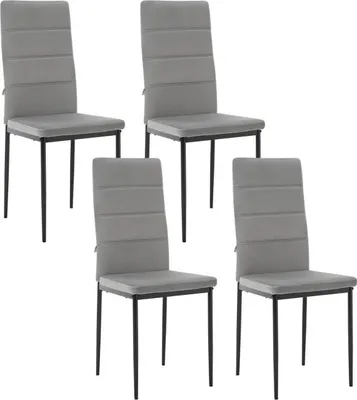 Produktbild von WOLTU 4 x Esszimmerstühle, mit Rückenlehne Metallbeinen, Samt, Dunkelgrau