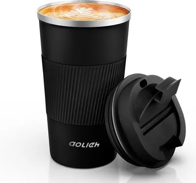 Produktbild von Famanu Thermosbecher mit auslaufsicherem Deckel - 510 ml, schwarz