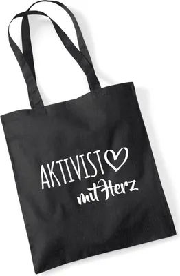 Produktbild von Huuraa Jutebeutel Aktivist mit Herz 10 Liter Black Baumwolle Tasche Geschenkidee