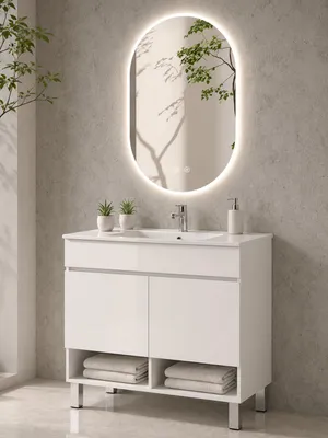 ORIGEN BATH NEBARI Badmöbel mit Füßen und Waschbecken 70x45 cm, Weiß