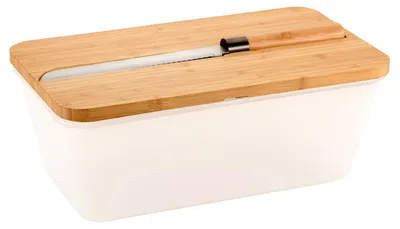 Image de KESPER Plateau à pain avec planche à découper et couteau, 34,8 x 15,5 x 20 cm, transparent KESPER 58480