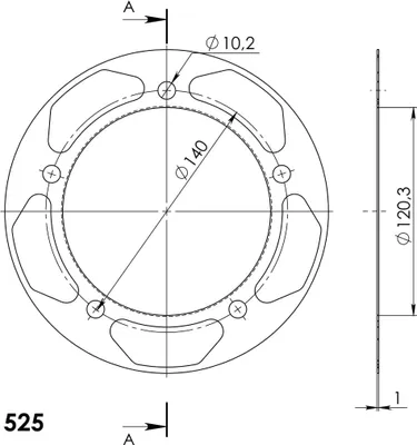 Produktbild von Edge-Disc Supersprox 525 - 43Z (gold) ACD-1792:43-GLD|ID 120,0 LK 140,0 5-Loch