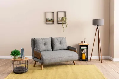 Produktbild von Hanah Home, Cosmo 2-Seater - Light Grey, 2-Sitzer-Schlafsofa, Hellgrau, 100% POLYESTER, 78 x 120 x 82 cm
