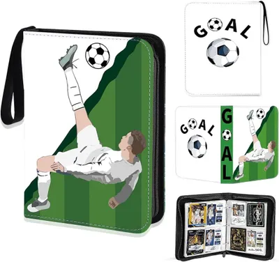 Productafbeelding van CR7 Verzamelalbum voor voetbalkaarten, voetbalkaartenalbum voor 400 kaarten, 50 pagina's, met rits, waterdicht, 3-ringsmechanisme, verzamelkaarten