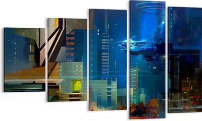 Produktbild von Bild auf Leinwand - Leinwandbild - Fantasie Stadt - 100x60cm - Wand Bild - Wanddeko - Wandbilder - Leinwanddruck - Bilder - Kunstdruck - Wanddekoration - Leinwand bilder - Wandkunst - EG100x60-3890