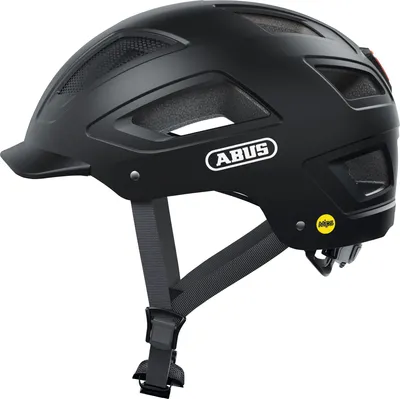 Produktbild von ABUS Stadthelm Hyban 2.0 MIPS - Fahrradhelm mit Rücklicht, ABS-Hartschale, Aufprallschutz - für Damen und Herren - Schwarz Matt, Größe M (52-58 cm)