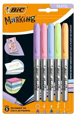 Image de Stylo feutre Bic Intensity rond 0.8mm permanent blister avec 5 couleurs pastel