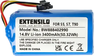 Produktbild von EXTENSILO Akku kompatibel mit Qihoo T90, S7, S9, 360 S5, X9 Saugroboter (3400 mAh, 14,8 V, Li-Ion)