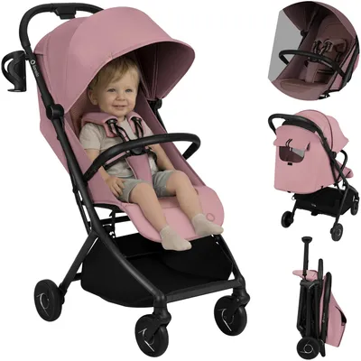 Zdjęcie produktu dla Wózek Lionelo Sia – ultralekki (5,9 kg), kompaktowo składany (18 x 51 x 49 cm), składany jedną ręką, filtr UPF50+, koła ER, fotelik Dri-Seat, zestaw akcesoriów – różowy