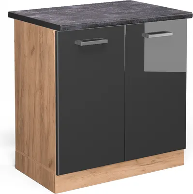 Image de Meuble bas sous-évier Vicco R-Line Anthracite Haute brillance 80cm , PT Anthracite, Model 45391