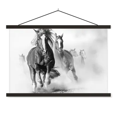 Produktbild von MuchoWow® Textilposter Pferde - Tiere - Illustration 150x100 cm mit schwarzem Rahmen - Schlafzimmer