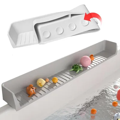 Produktbild von Badewannen-Spritzschutz, Silikon-Kinderspielbrett, 80 cm lang, 11 starke Saugnäpfe, passend für Badewannen mit Randstärke 5-25 mm