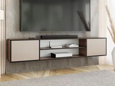 Produktbild von KierMoebel Tv Schrank EDI 4, Modern Lowboard Eiche Craft Gold & Kaschmir 206,4x42x38,8 cm