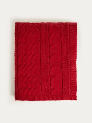 Produktbild von HOMLA FLAVE-Decke, weich, rot, mit Pullover-Strickmuster, 130 x 170 cm