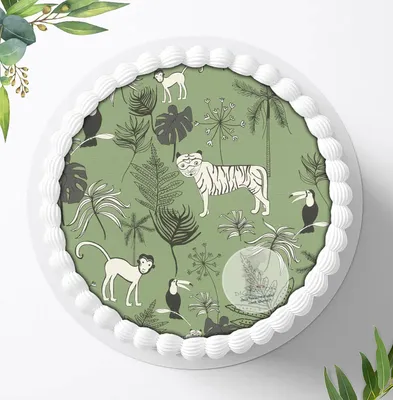 Produktbild von Für die Geburtstags Torte ein Tortenaufleger, Zuckerbild mit dem Motiv: Safari, Essbares Foto für Torten, Fondant, Ø 20cm, 0770c