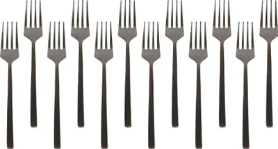 Produktbild von Kuchengabeln aus Edelstahl – 15 cm – Schwarz – 12er-Pack