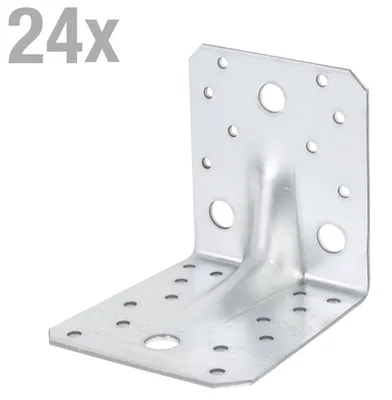 Produktbild von Alberts 24 x Schwerlast-Winkelverbinder mit Sicke 105 x 105 x 90 mm – verzinkt