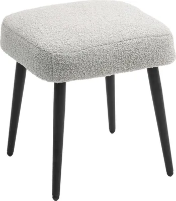 Produktbild von Fußhocker Sitzhocker Quadratischer Schminkhocker Fußstütze mit Kaschmir-Optik, Stahlbeine, für Wohnzimmer, Schlafzimmer, Hellgrau
