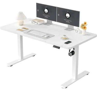 Image de Bureau ergonomique assis-debout - Bureau réglable - Bureau debout - Bureau pour le travail à domicile - Bureau gaming - 140 cm