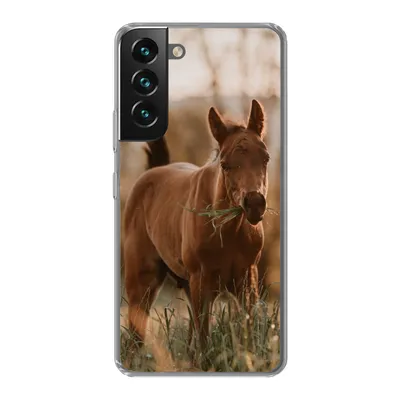 Produktbild von MuchoWow® Handyhülle Schutzhülle Hülle für Samsung Galaxy S22 Plus Pferd - Sonne - Gras Silikon Softcase Handy Hülle - Schutzabdeckung