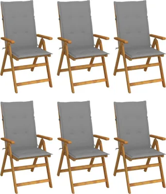 Image de Chaises pliables de jardin lot de 6 avec coussins Bois d'acacia