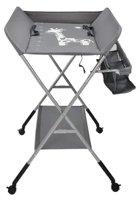 Produktbild von Baby Wickelkommode klappbar mit 3 Ablagefächern, höhenverstellbar, dunkelgrau 80x65x99cm