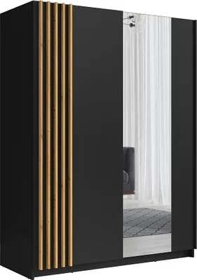 Produktbild von Vente-unique CALELA, Schwarz, Garderobe, 5 Regale, 2 Tür(en), Schwarz, Holz, Partikelbord