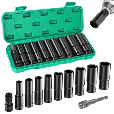 Obrázek produktu pro 11dílná sada nástrčných klíčů, nástrčné klíče 1/2" 10 mm–24 mm, sada nástrčných klíčů