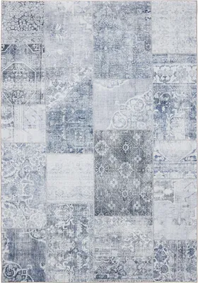 Produktbild von benuta Waschbarer Vintage Teppich George Blau 240x340 cm Wohnzimmerteppich Schlafzimmer weich orientalisch Rechteckig