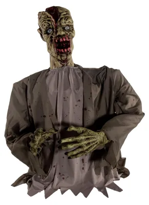 Produktbild von Blutiger Zombie Oberkörper mit Bewegung, Licht und Sound 80 cm, KI-generiertes Bild