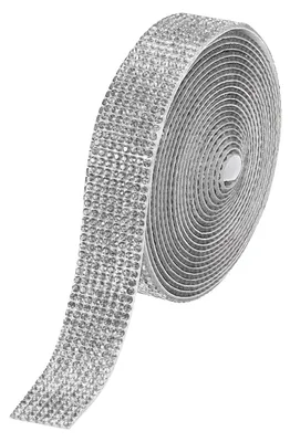 Strassband 2,74 m, 1,8 cm, 8 Reihen, silber, selbstklebend für DIY