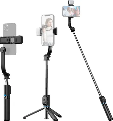 Produktbild von 107 cm/42 Zoll Multifunktions-Selfie-Stick-Desktop-Stativ, 7 Abschnitte, um 360¡ã drehbar, mit abnehmbarem Telefonclip, abnehmbarem Beauty-Fill-Licht und Fernbedienung, kompatibel mit Android 4.4/iOS 5.1-System fuer Live/Vlog/Video/Konferenz