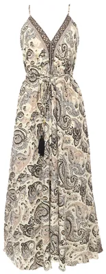 Produktbild von Boho Sommerkleid, Magic Dress, Seidiges Strandkleid, Maxikleid - Weiß/schwarz, Damen, Polyester, Kleider