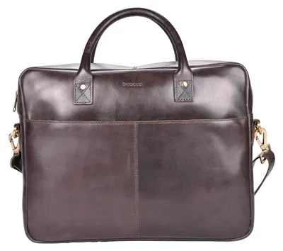 Zdjęcie produktu dla Beocca Mason skórzana torba na laptop 15", ze skóry garbowanej roślinnie, wyściełana komora, torba biznesowa, ręcznie robiona, Brązowy